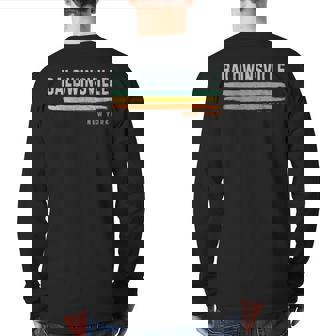 Vintage Stripes Baldwinsville Ny Back Print Long Sleeve T-shirt | Mazezy