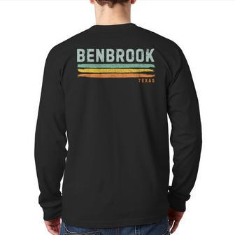 Vintage Stripes Benbrook Tx Back Print Long Sleeve T-shirt | Mazezy