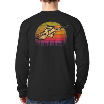 Vintage Sunset Squirrel Flying On Retro Back Print Long Sleeve T-shirt | Mazezy