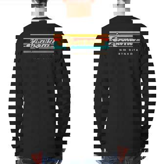 Vintage Sunset Stripes Absaraka North Dakota Back Print Long Sleeve T-shirt | Mazezy