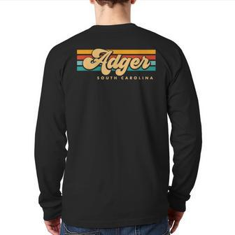 Vintage Sunset Stripes Adger South Carolina Back Print Long Sleeve T-shirt | Mazezy