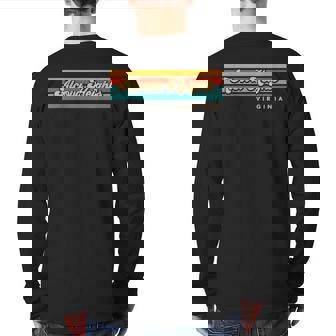 Vintage Sunset Stripes Alcova Heights Virginia Back Print Long Sleeve T-shirt | Mazezy