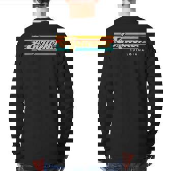 Vintage Sunset Stripes Anacoco Louisiana Back Print Long Sleeve T-shirt | Mazezy