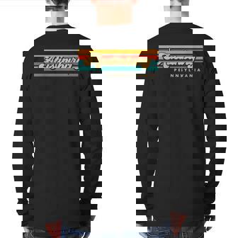 Vintage Sunset Stripes Austinburg Pennsylvania Back Print Long Sleeve T-shirt | Mazezy