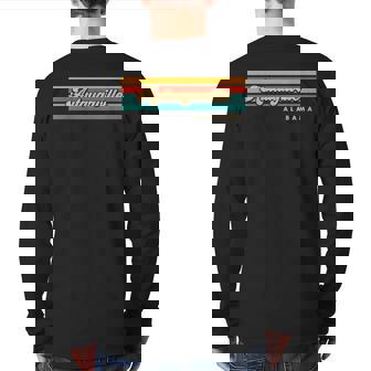 Vintage Sunset Stripes Autaugaville Alabama Back Print Long Sleeve T-shirt | Mazezy