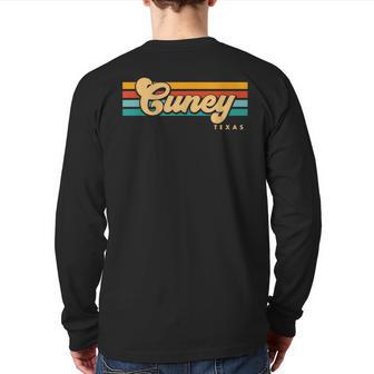 Vintage Sunset Stripes Cuney Texas Back Print Long Sleeve T-shirt | Mazezy UK