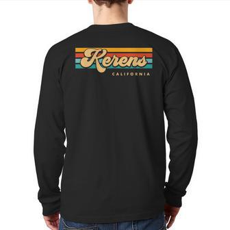 Vintage Sunset Stripes Kerens California Back Print Long Sleeve T-shirt | Mazezy