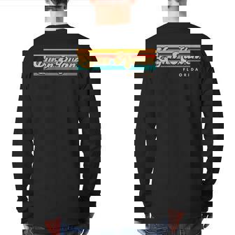 Vintage Sunset Stripes Lynn Haven Florida Back Print Long Sleeve T-shirt | Mazezy