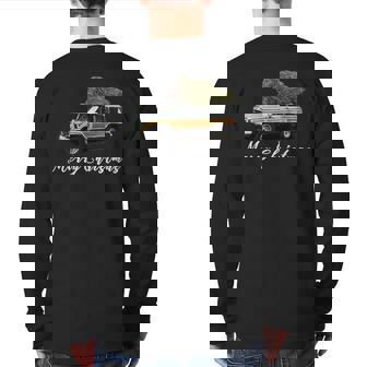 Vintage Surf Wagon Suv Merry Christmas Tree On A Truck Back Print Long Sleeve T-shirt | Mazezy