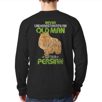 Vintage Never Underestimate An Old Man With A Persian Cat Back Print Long Sleeve T-shirt - Monsterry DE