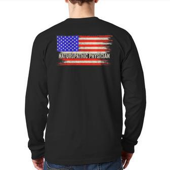 Vintage Usa American Flag Naturopathic Physician Patriotic Back Print Long Sleeve T-shirt | Mazezy