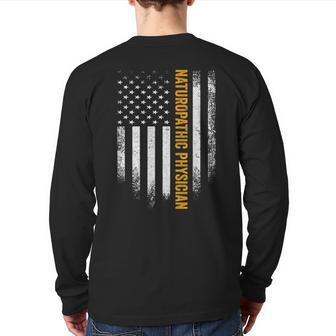 Vintage Usa Naturopathic Physician Distressed American Flag Back Print Long Sleeve T-shirt | Mazezy