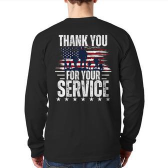 Vintage Veteran Thank You For Your Service Veteran's Day Back Print Long Sleeve T-shirt - Thegiftio UK