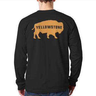Vintage Yellowstone National Park Retro Bison Souvenir Back Print Long Sleeve T-shirt | Mazezy