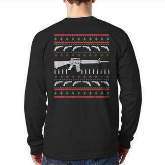 I Want Guns For Christmas Ugly Christmas Sweater Back Print Long Sleeve T-shirt | Mazezy