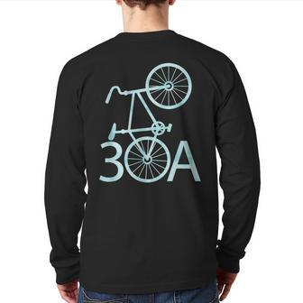 Watercolor 30A Bike Seaside Florida Back Print Long Sleeve T-shirt | Mazezy