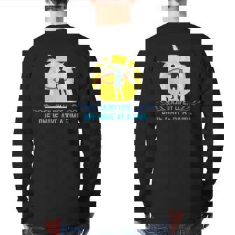 Wave Riding Windsurfer With Surfboard Back Print Long Sleeve T-shirt | Mazezy