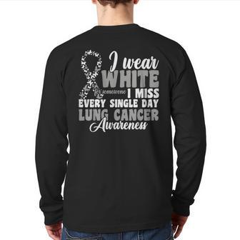 I Wear White Lung Cancer Awareness Back Print Long Sleeve T-shirt - Monsterry