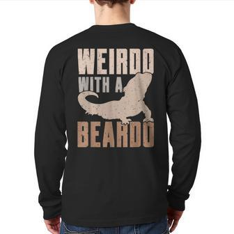 Weirdo With A Beardo Bearded Dragon Lizard Gecko Pet Reptile Back Print Long Sleeve T-shirt | Mazezy