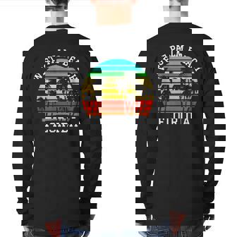 West Palm Beach Florida Retro Sunset Palm Trees Back Print Long Sleeve T-shirt | Mazezy