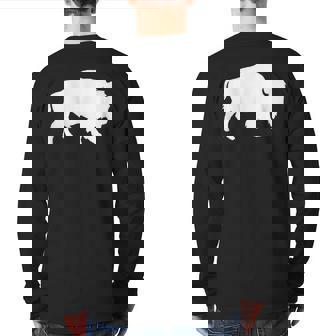 Wild White Buffalo Silhouette Shadow Back Print Long Sleeve T-shirt | Mazezy