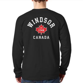 Windsor Canada Canadian Flag Maple Leaf Eh Back Print Long Sleeve T-shirt | Mazezy