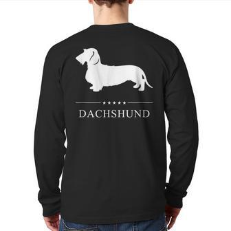 Wirehaired Dachshund Dog White Silhouette Back Print Long Sleeve T-shirt | Mazezy