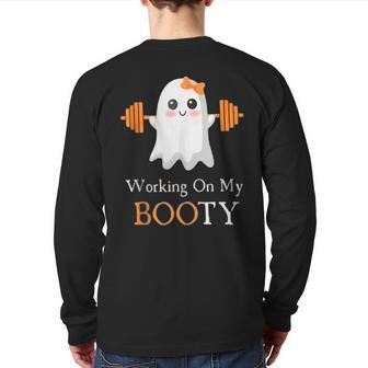 Working On My Boo-Ty Bodybuilder Bodybuilding Workout Gym Back Print Long Sleeve T-shirt | Mazezy