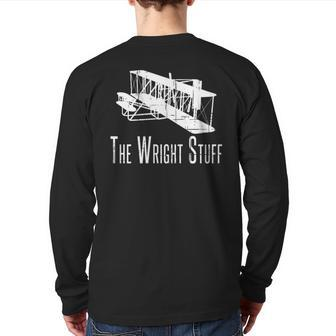 The Wright Stuff Wright Flyer General Aviation Pilot Back Print Long Sleeve T-shirt | Mazezy