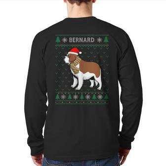 Xmas Bernard Dog Ugly Christmas Sweater Party Back Print Long Sleeve T-shirt - Monsterry AU