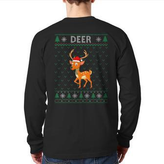 Xmas Deer Ugly Christmas Sweater Party Back Print Long Sleeve T-shirt - Monsterry DE