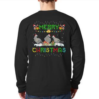 Xmas Dove Bird Lighting Santa Merry Christmas Mourning Dove Back Print Long Sleeve T-shirt | Mazezy