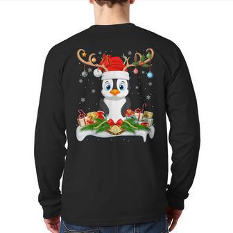 Xmas Lighting Reindeer Santa Penguin Christmas Back Print Long Sleeve T-shirt - Thegiftio UK