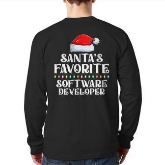 Xmas Lights Santa's Favorites Software Developer Christmas Back Print Long Sleeve T-shirt | Mazezy