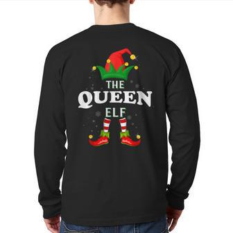 Xmas Queen Elf Family Matching Christmas Pajama Back Print Long Sleeve T-shirt - Seseable