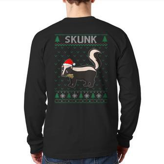 Xmas Skunk Ugly Christmas Sweater Party Back Print Long Sleeve T-shirt - Monsterry