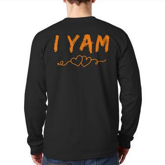 I Yam She's My Sweet Potato Couples Thanksgiving Back Print Long Sleeve T-shirt - Seseable