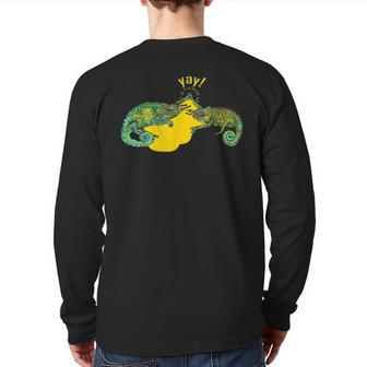 Yay High-Fiving Jackson Chameleons Awesome Animal Back Print Long Sleeve T-shirt | Mazezy
