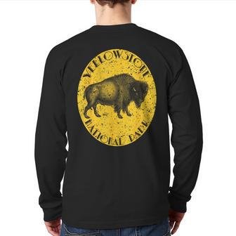 Yellowstone National Park Buffalo Vintage Distressed Back Print Long Sleeve T-shirt | Mazezy