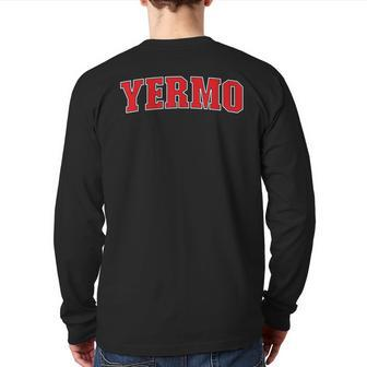 Yermo California Souvenir Trip College Style Red Text Back Print Long Sleeve T-shirt | Mazezy