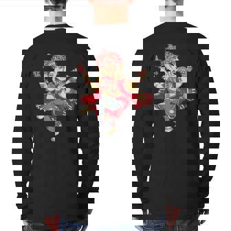 Yoga Spiritual Hindu God Ganesha Meditation Back Print Long Sleeve T-shirt | Mazezy