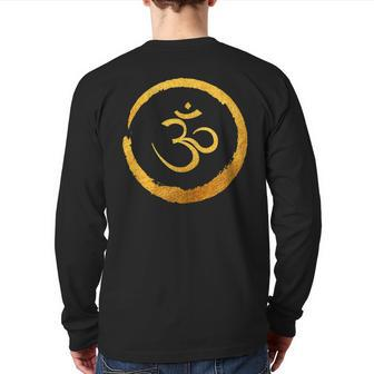 Zen Buddha Energy Symbol Golden Yoga Meditation Harmony Back Print Long Sleeve T-shirt | Mazezy
