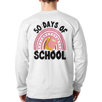 50 Days Of School Children Happy 50Th Day Of School Back Print Long Sleeve T-shirt - Monsterry DE