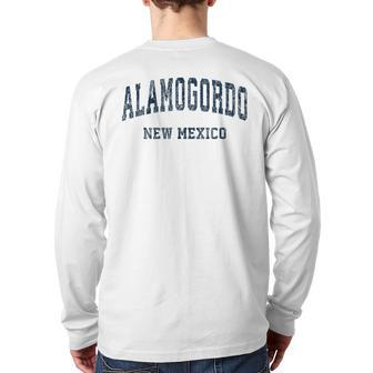 Alamogordo New Mexico Nm Vintage Varsity Sports Navy Back Print Long Sleeve T-shirt | Mazezy