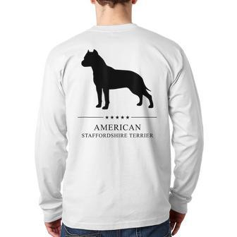 American Staffordshire Terrier Black Silhouette Back Print Long Sleeve T-shirt | Mazezy