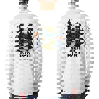 Assonet River Retro Minimalist River Assonet Back Print Long Sleeve T-shirt | Mazezy