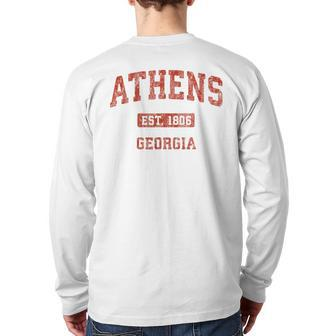 Athens Georgia Vintage Athletic Sports Back Print Long Sleeve T-shirt | Mazezy
