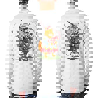 Bagpipe Cat Playing Bagpipes Scottish Music Kitten Lovers Back Print Long Sleeve T-shirt | Mazezy