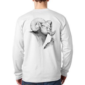 Bighorn Sheep Ram Bighorn Back Print Long Sleeve T-shirt | Mazezy