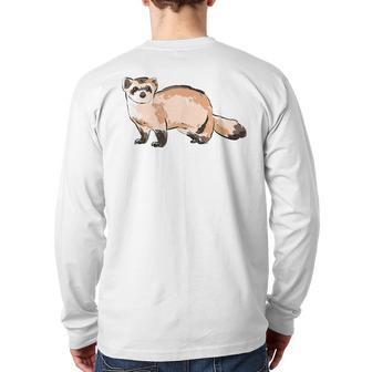 Black Footed Ferret Illustration For Ferret Pet Animal Lover Back Print Long Sleeve T-shirt | Mazezy